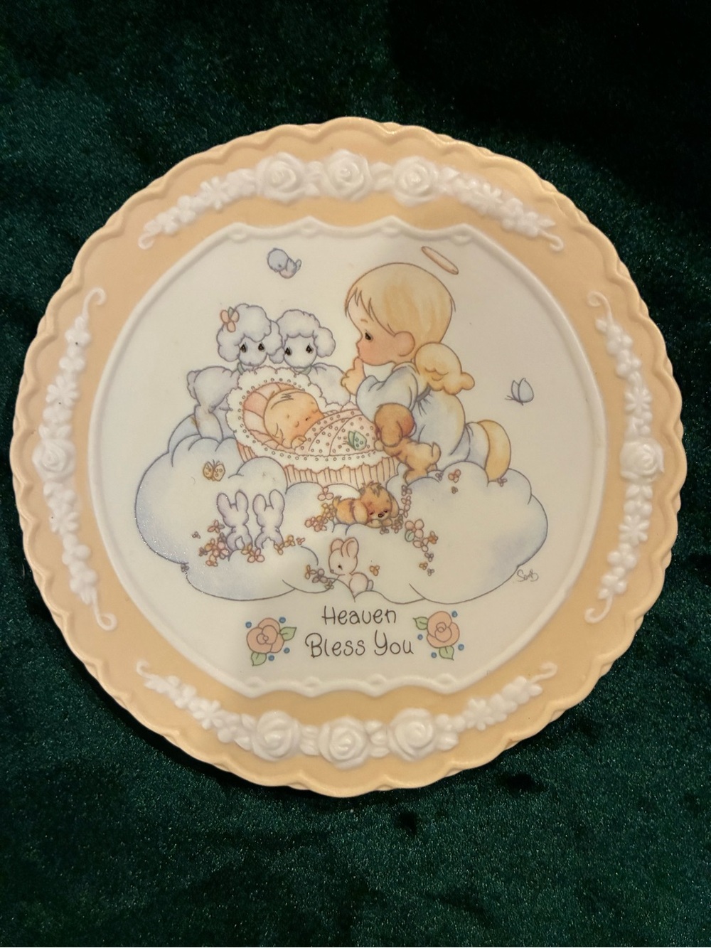 Enesco Precious Moments Wall Plate in Peach and White